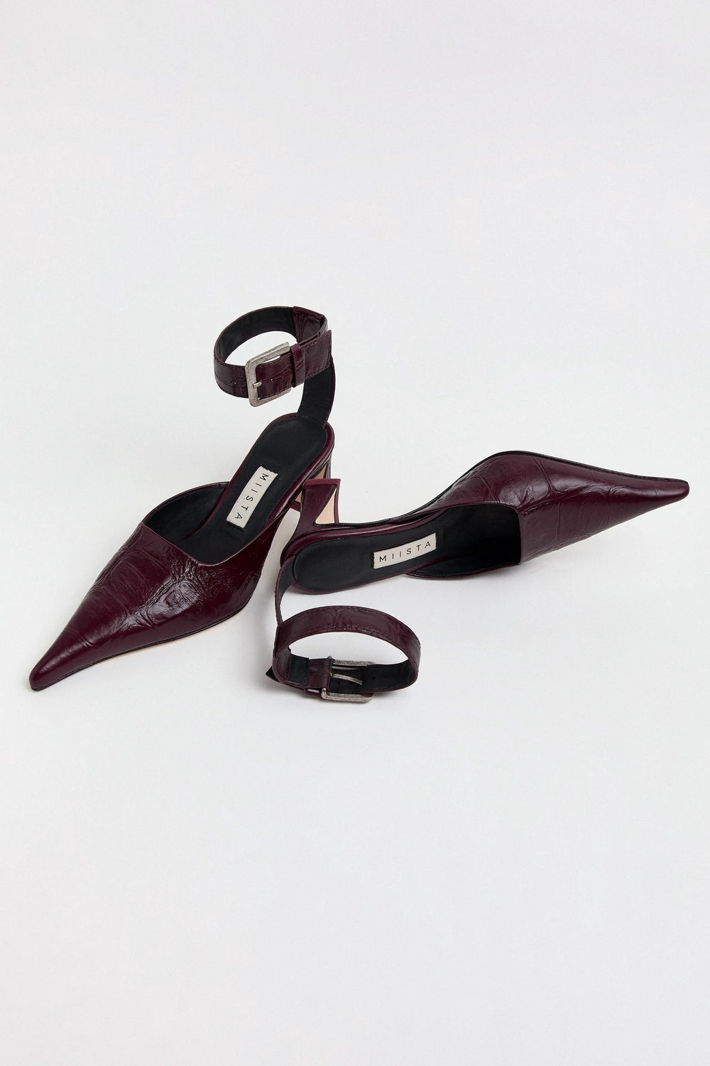 Qori Courts - Plum Croc Embossed Leather | Miista | Designed & Handmade in Europe