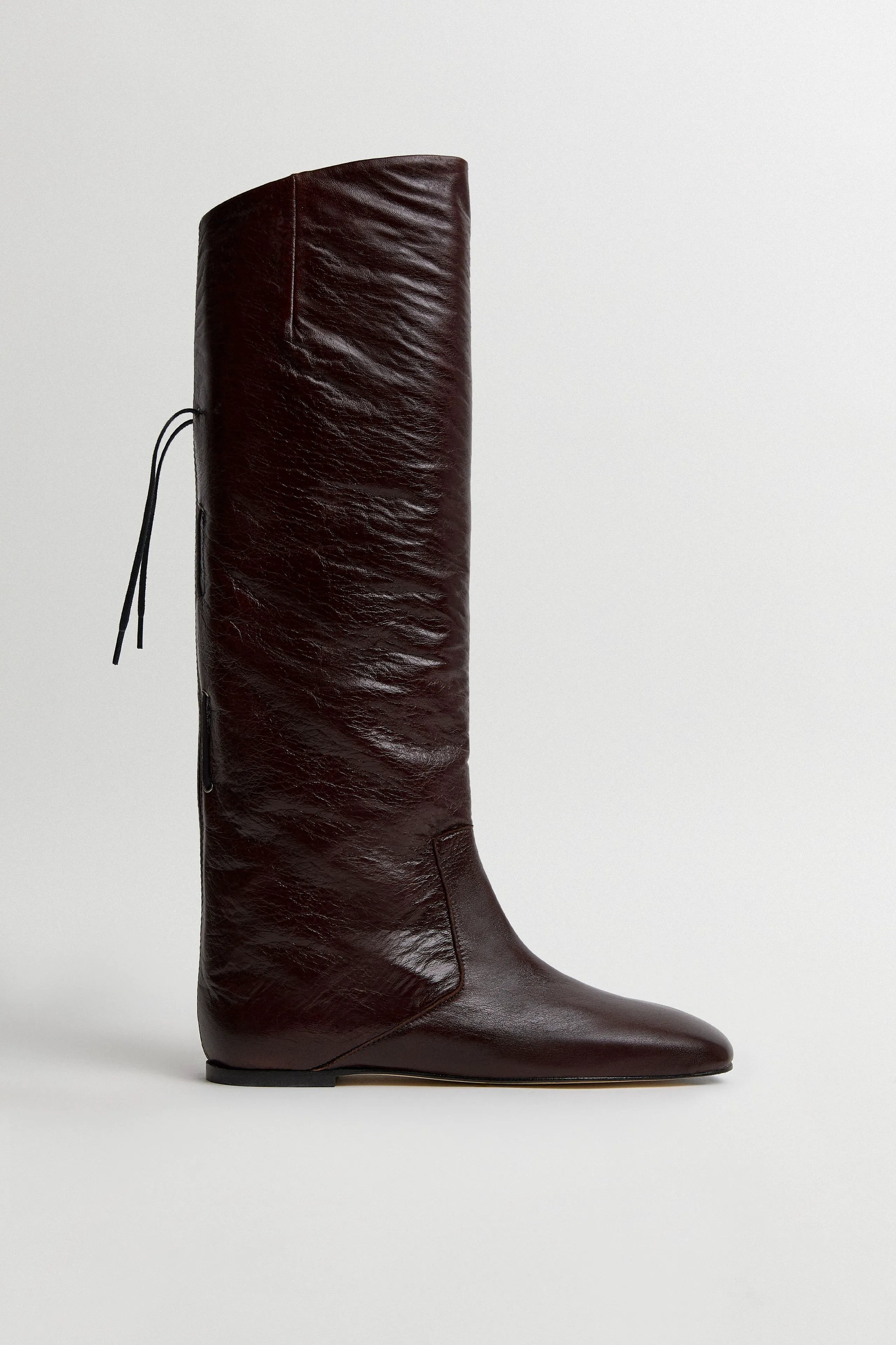 Karola Boots - Dark Brown Crinkle Leather | Miista | Designed & Handmade in Europe