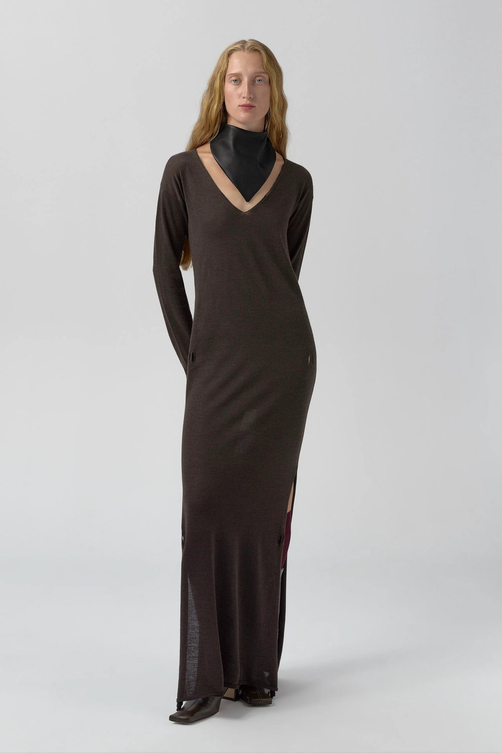 Yayoi Dress - Brown Extra Fine Merino Knit | Miista | Designed & Handmade in Europe