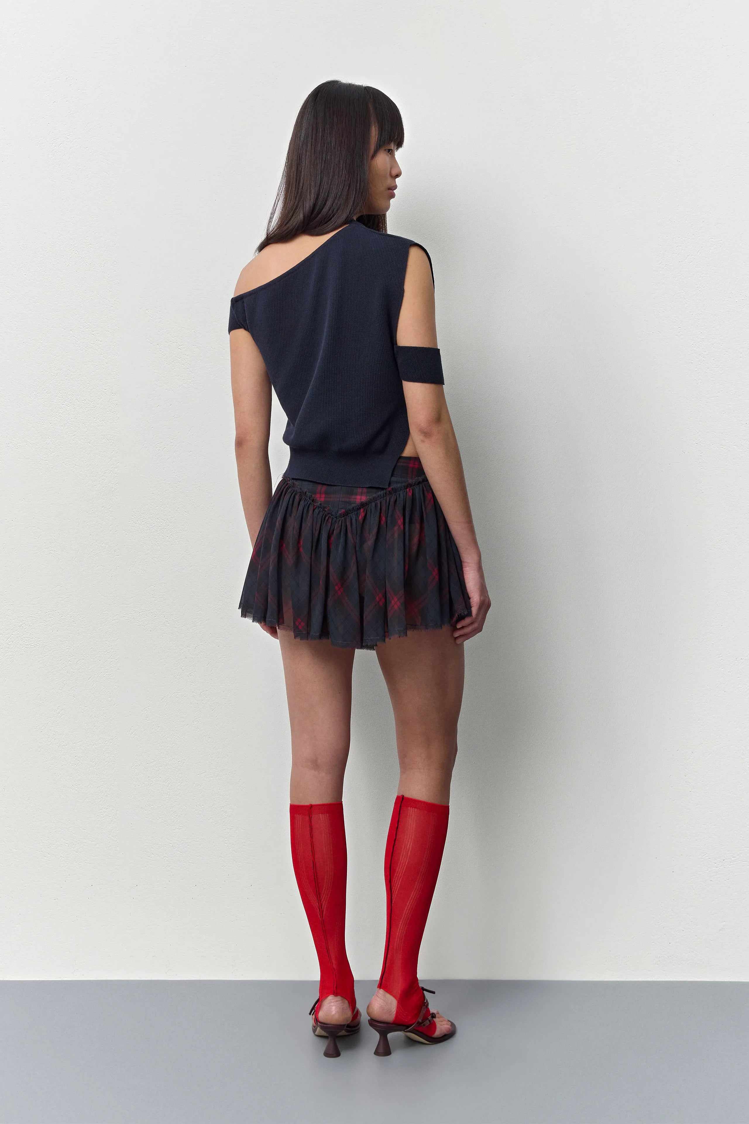 Trin Red Open Toe Knitted Socks | Miista | Designed & Handmade in Europe