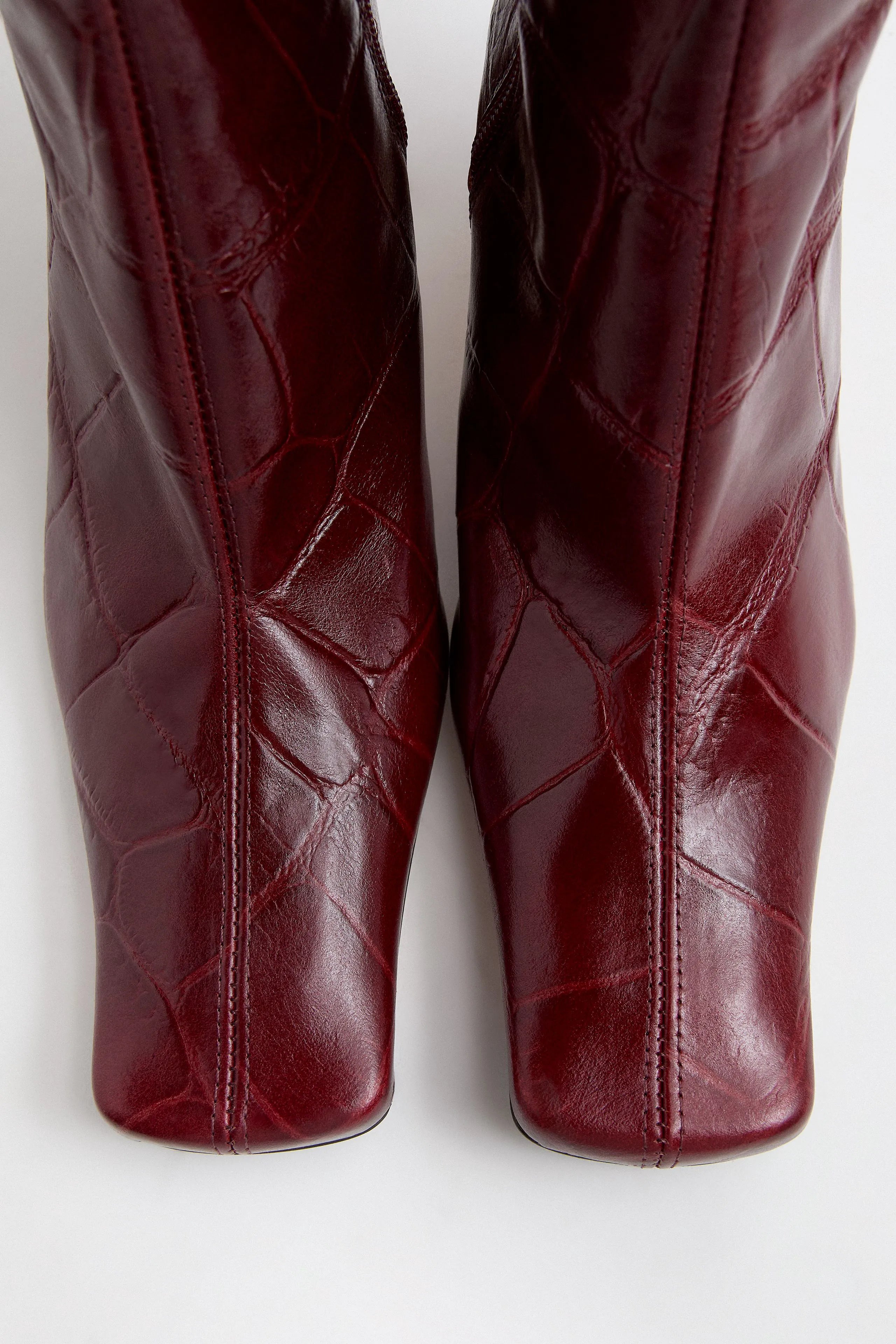 Araxi Boots -  Red Croc Embossed Leather  | Miista | Designed & Handmade in Europe