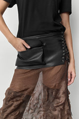 Thate Black Leather Pocket Lace Belt | Miista | Designed & Handmade in Europe