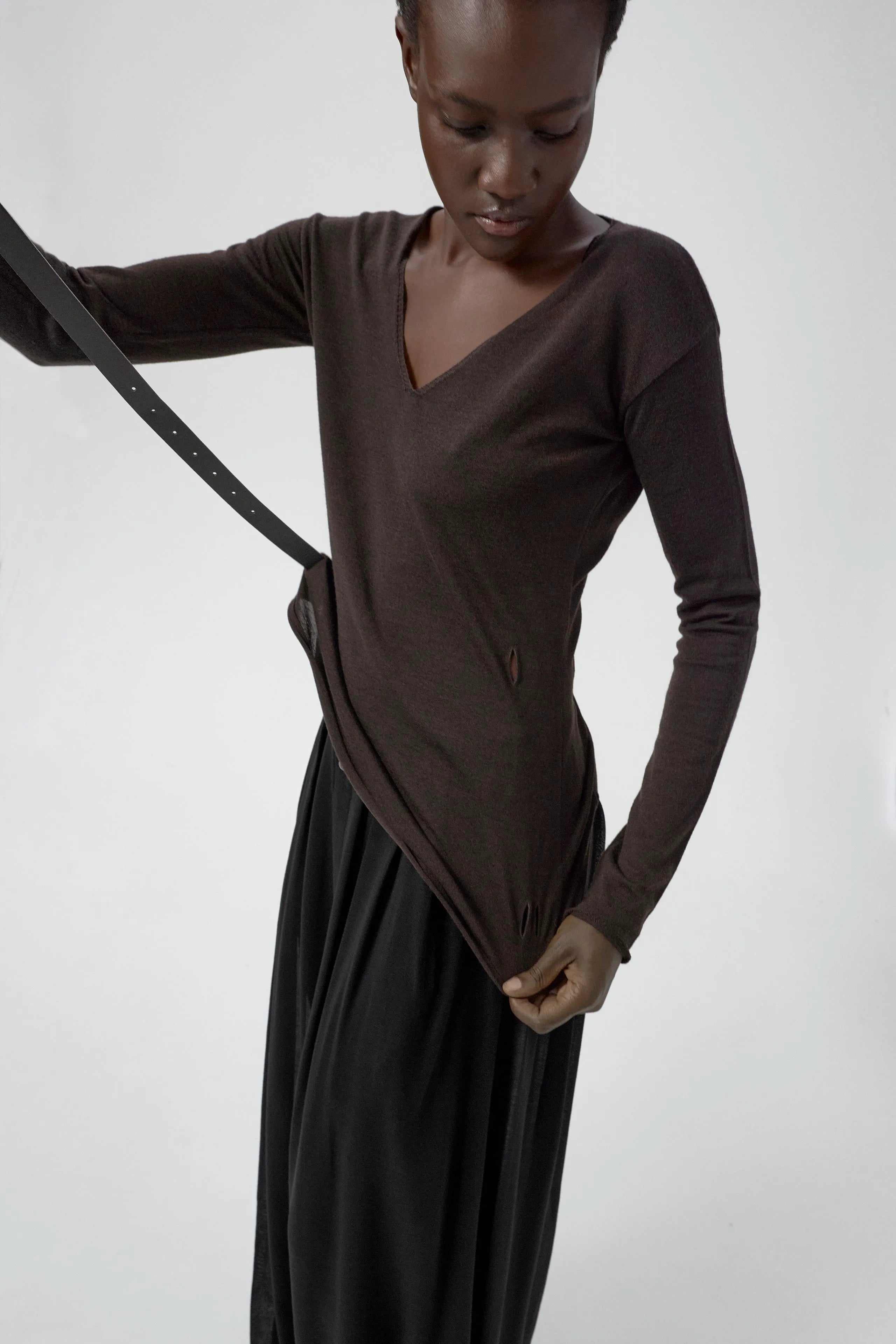 Yoko Jumper - Brown Extra Fine Merino Knit | Miista | Designed & Handmade in Europe