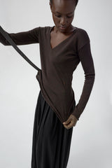 Yoko Jumper - Brown Extra Fine Merino Knit | Miista | Designed & Handmade in Europe