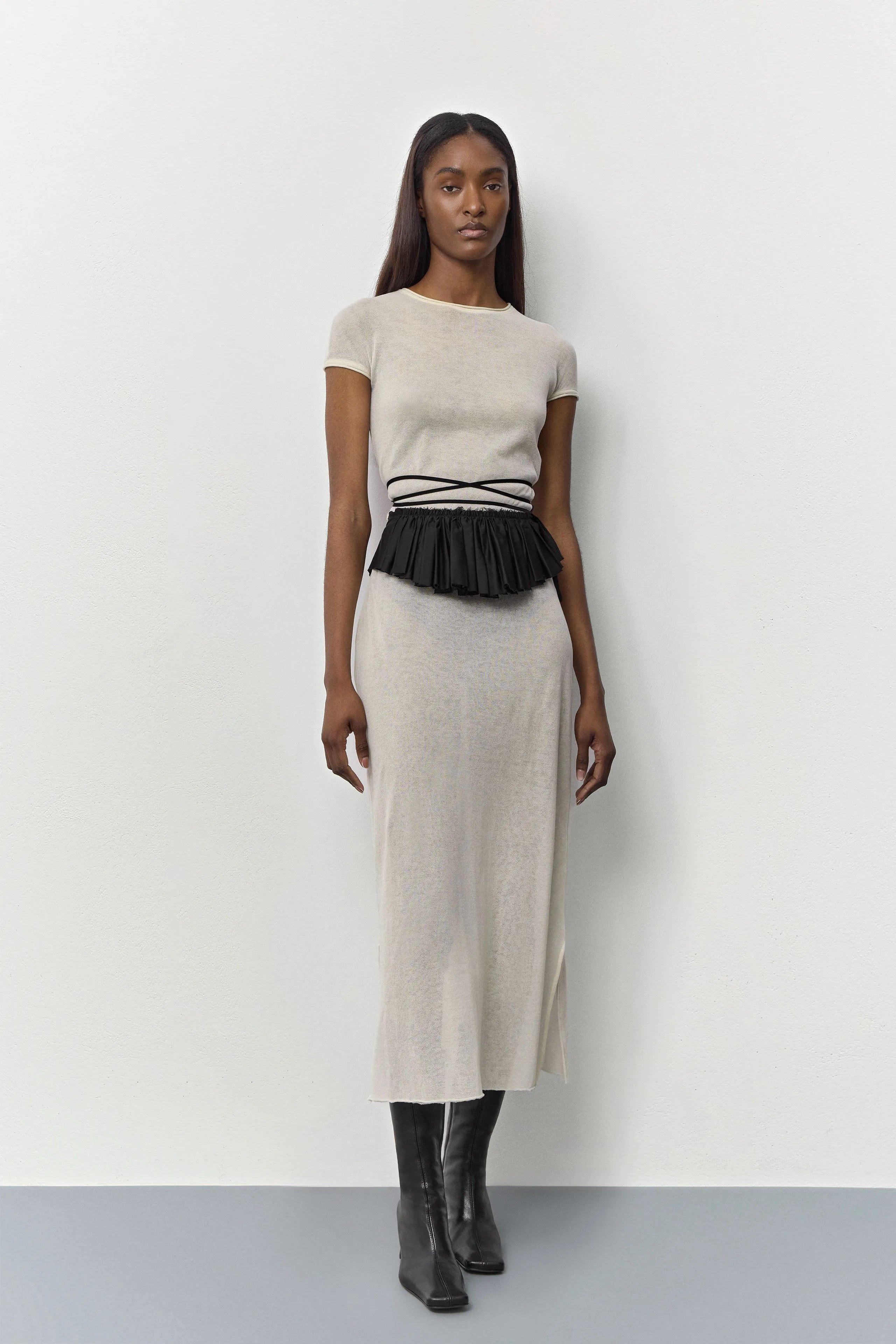 Vanny Black Poplin Ruffle  | Miista | Designed & Handmade in Europe