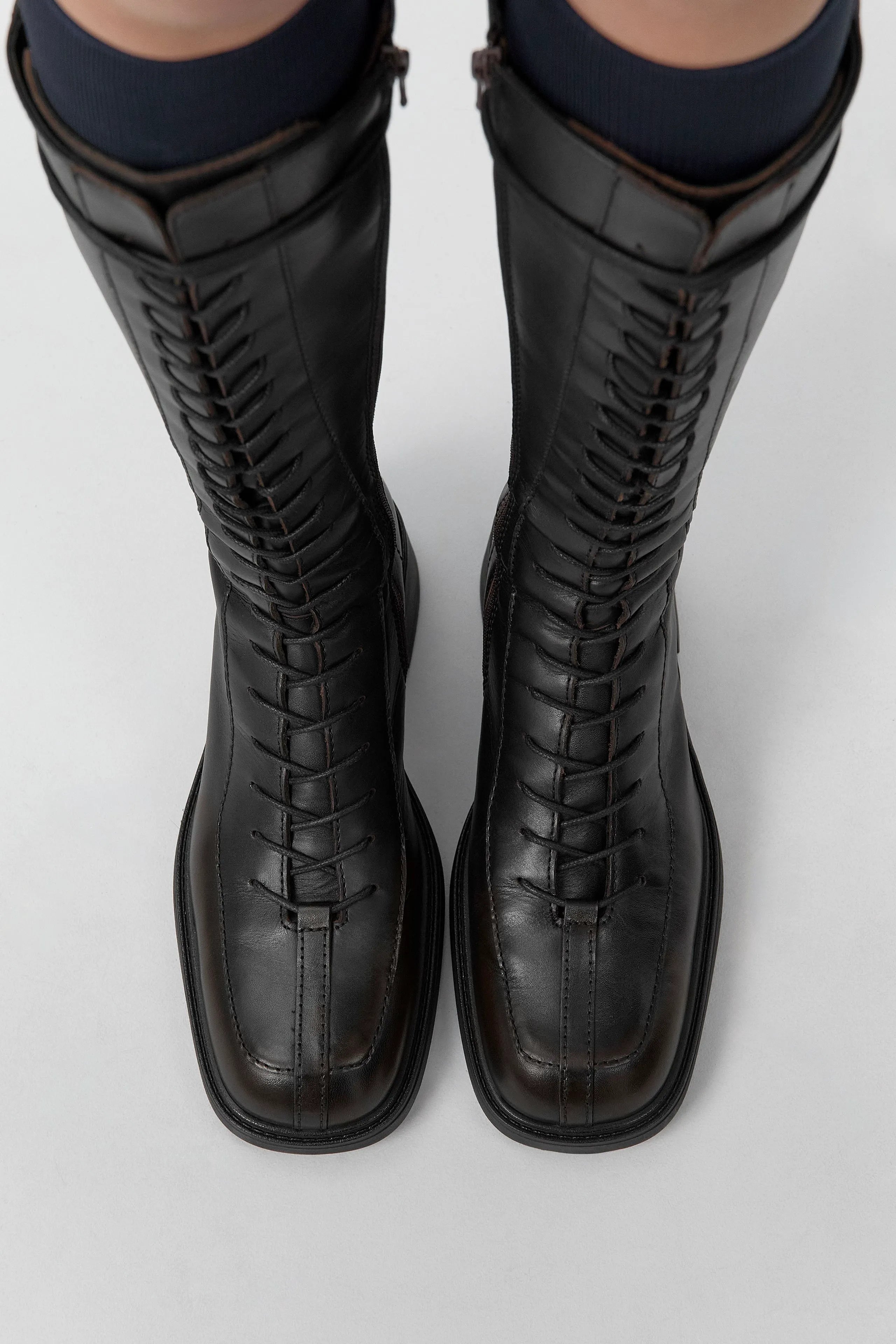 Sabryna Boots - Brown Grey Brush Off Leather | Miista | Designed & Handmade in Europe