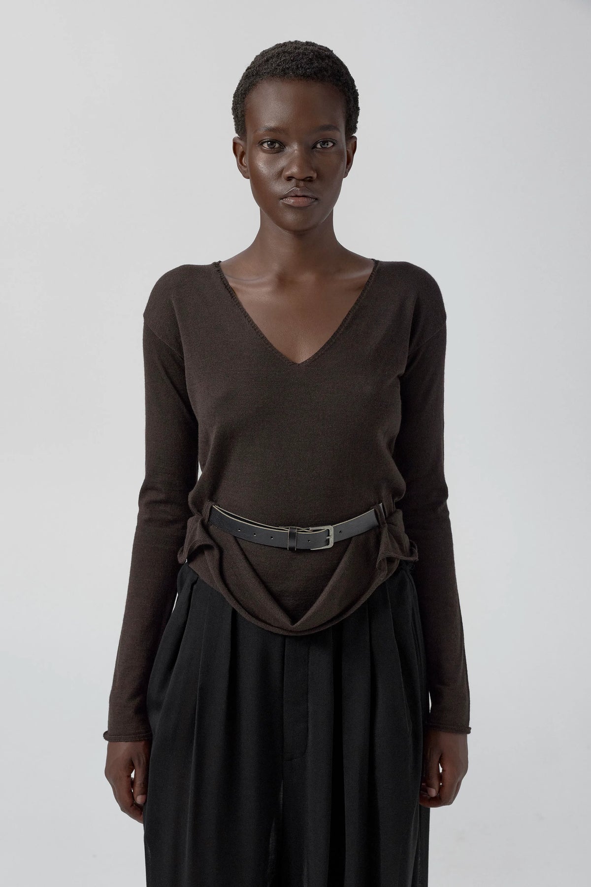 Yoko Jumper - Brown Extra Fine Merino Knit | Miista | Designed & Handmade in Europe