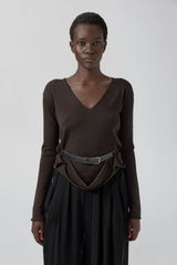 Yoko Jumper - Brown Extra Fine Merino Knit | Miista | Designed & Handmade in Europe