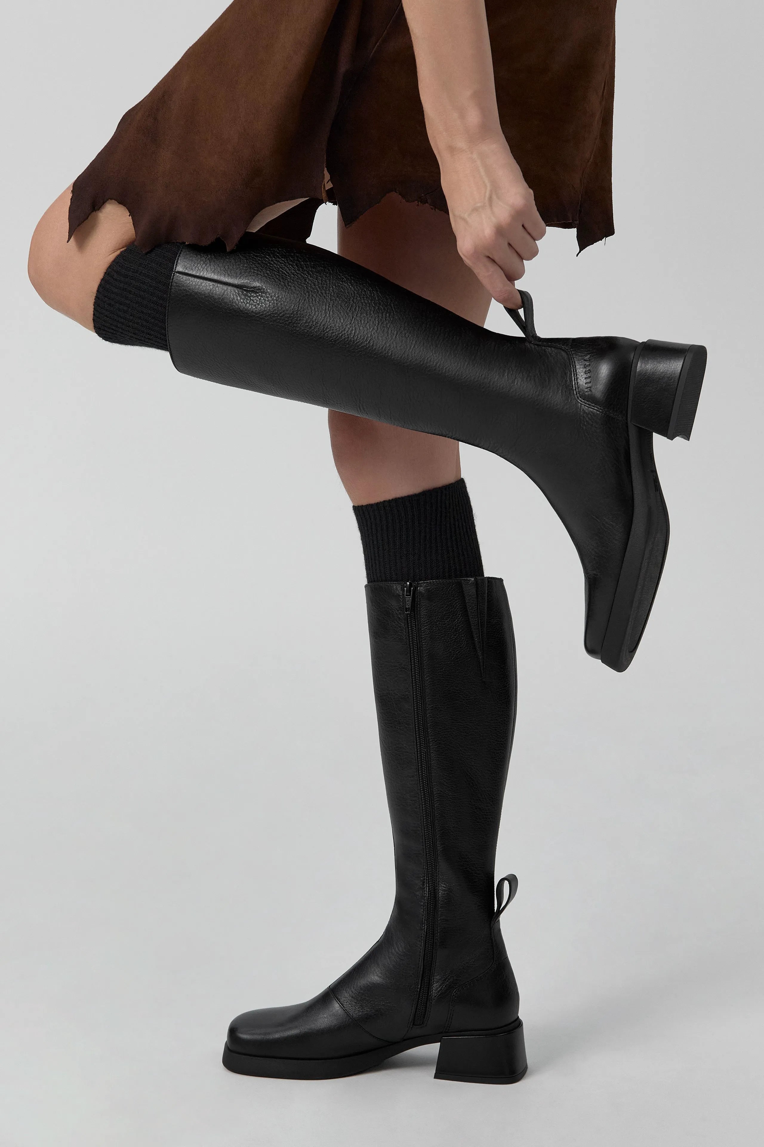 Brunildha Off Black Tall Boots | Miista | Designed & Handmade in Europe