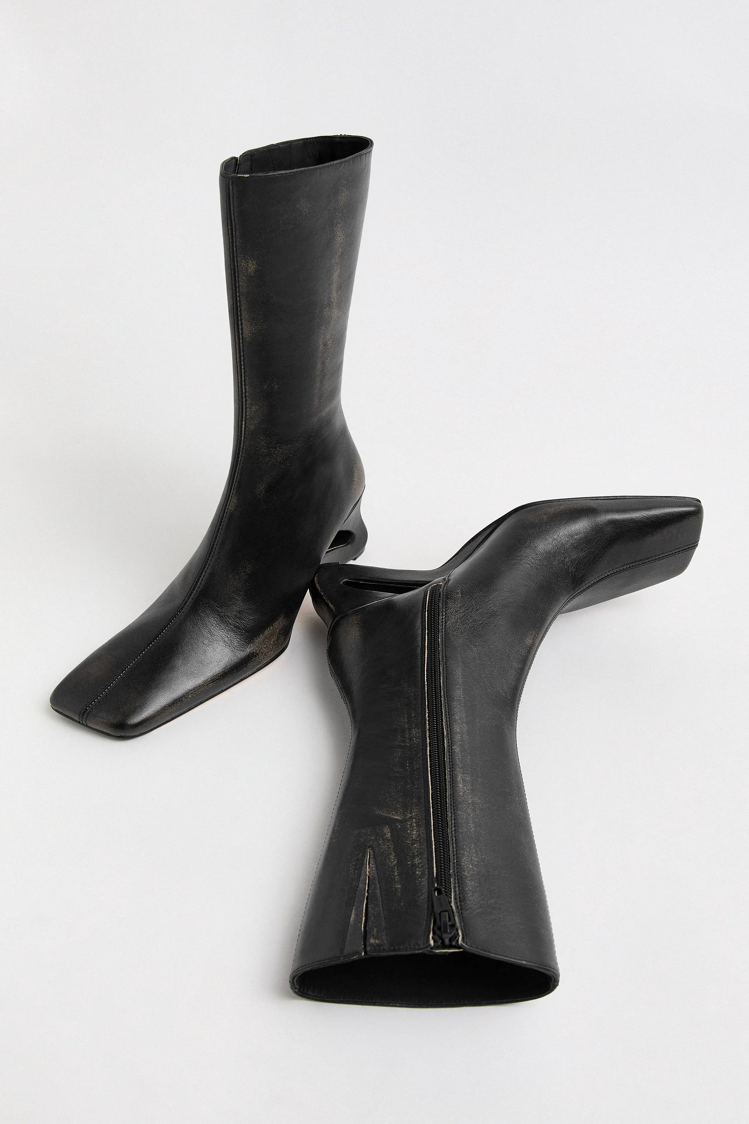 Sulay Boots - Black Brush Off Leather | Miista | Designed & Handmade in Europe