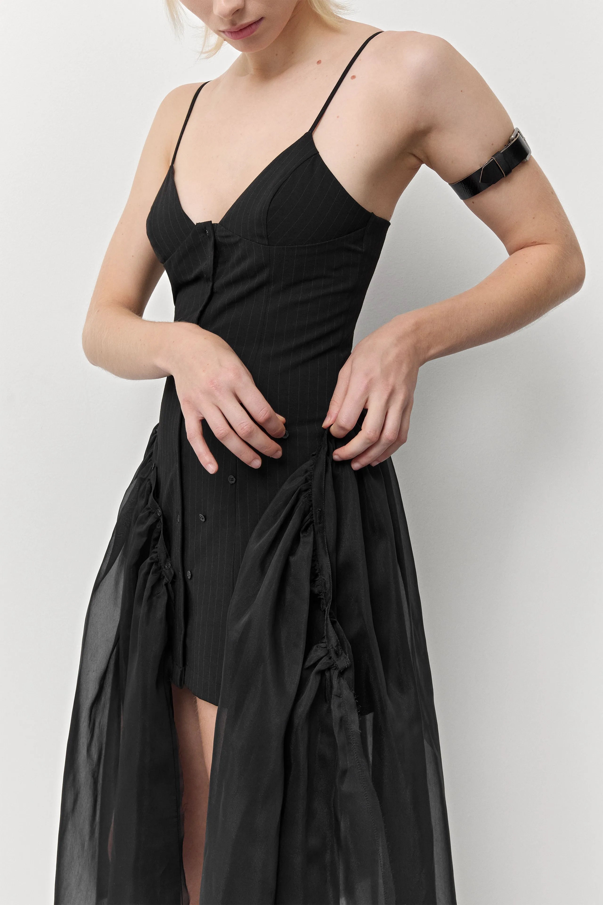 Pauline Pinstripe Black Dress | Miista | Designed & Handmade in Europe