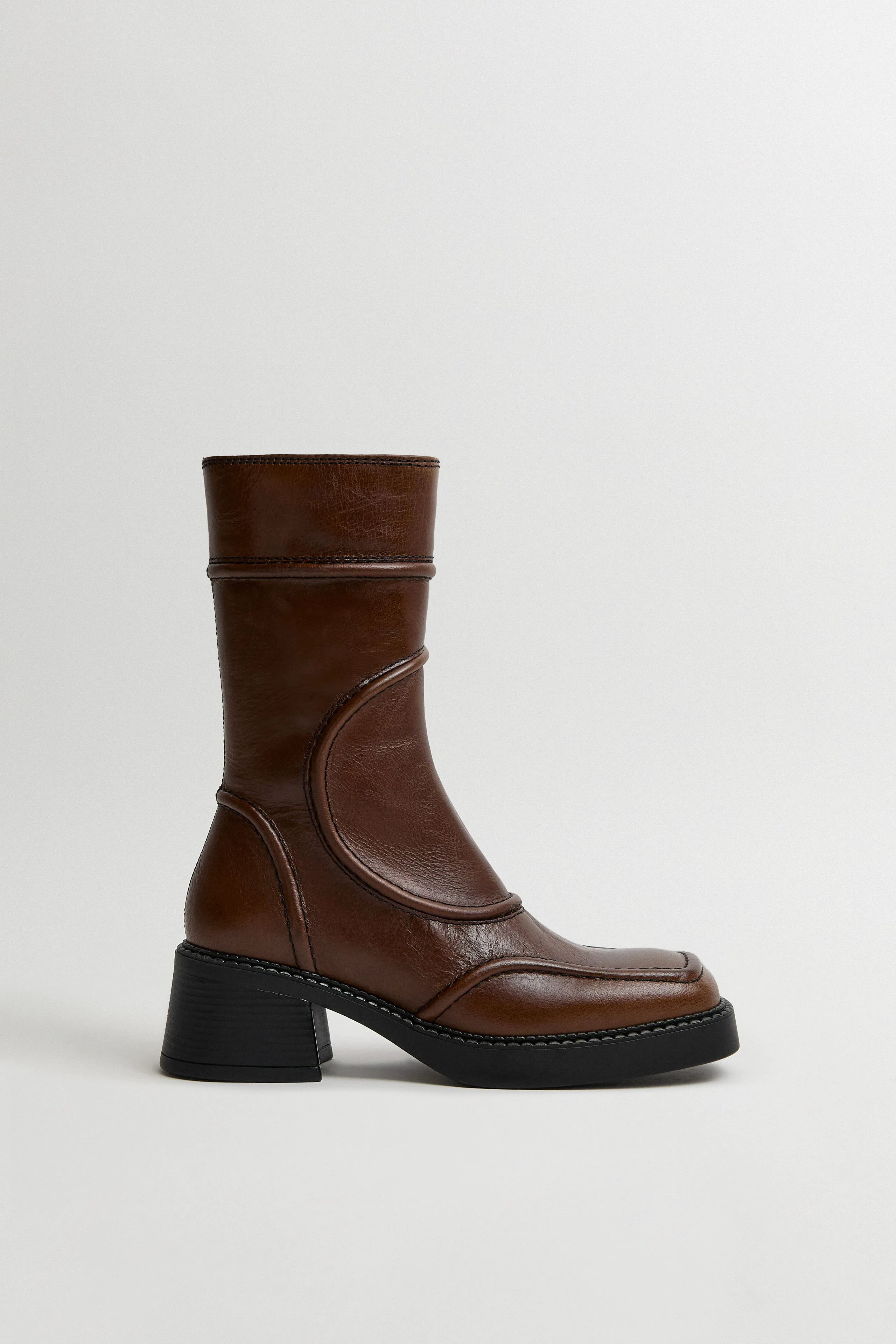 Malene Boots - Tan Leather Black Stitching | Miista | Designed & Handmade in Europe
