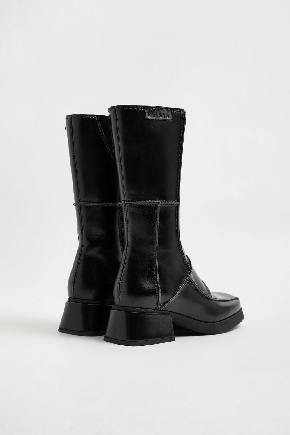 Neaera Boots - Black Leather Grey Stitching | Miista | Designed & Handmade in Europe