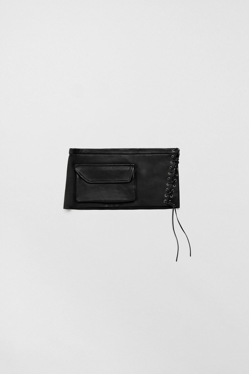 Thate Black Leather Pocket Lace Belt | Miista | Designed & Handmade in Europe
