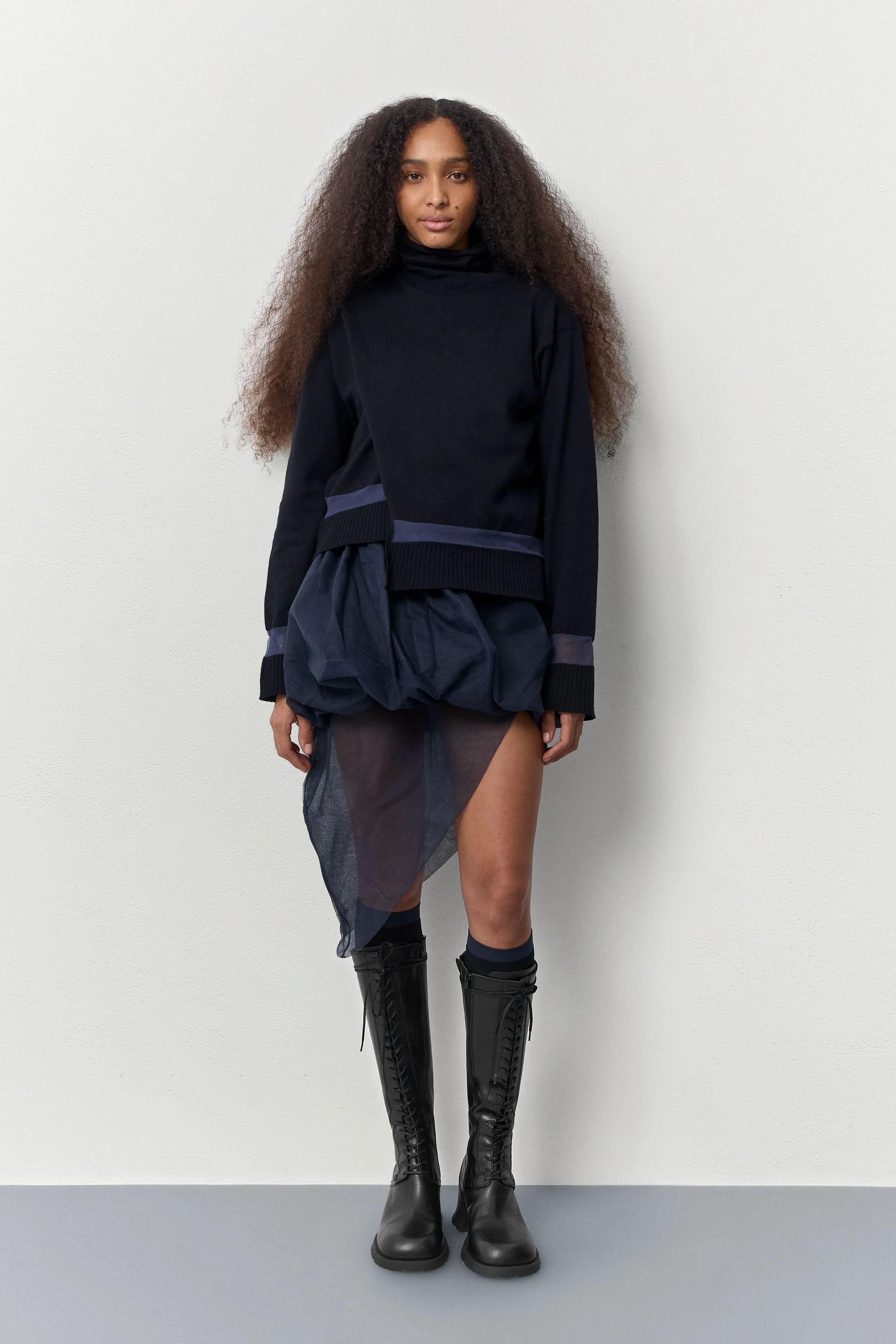 Michaela Black Tall Lace Boots | Miista | Designed & Handmade in Europe