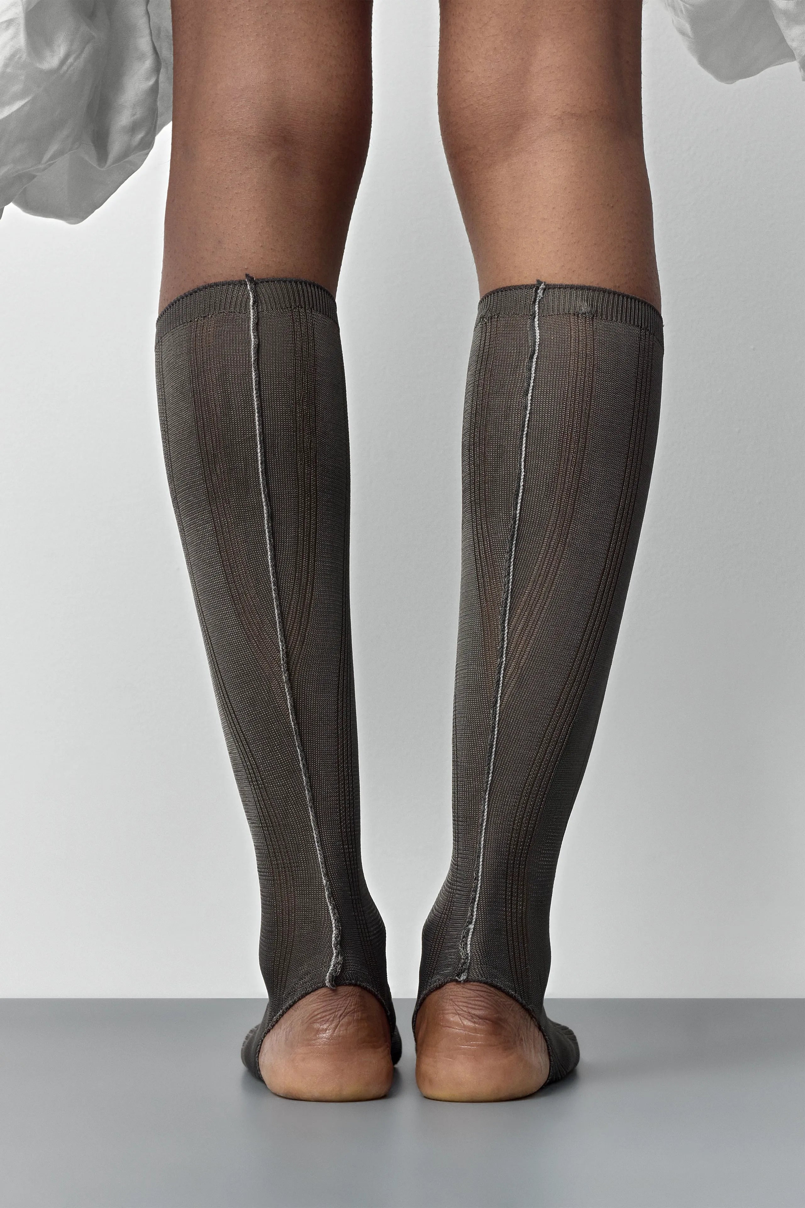 Trin Cement Grey Open Toe Knitted Socks | Miista | Designed & Handmade in Europe