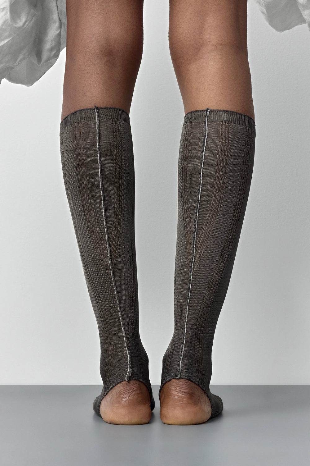 Trin Cement Grey Open Toe Knitted Socks | Miista | Designed & Handmade in Europe