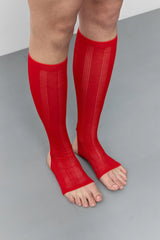 Trin Red Open Toe Knitted Socks | Miista | Designed & Handmade in Europe