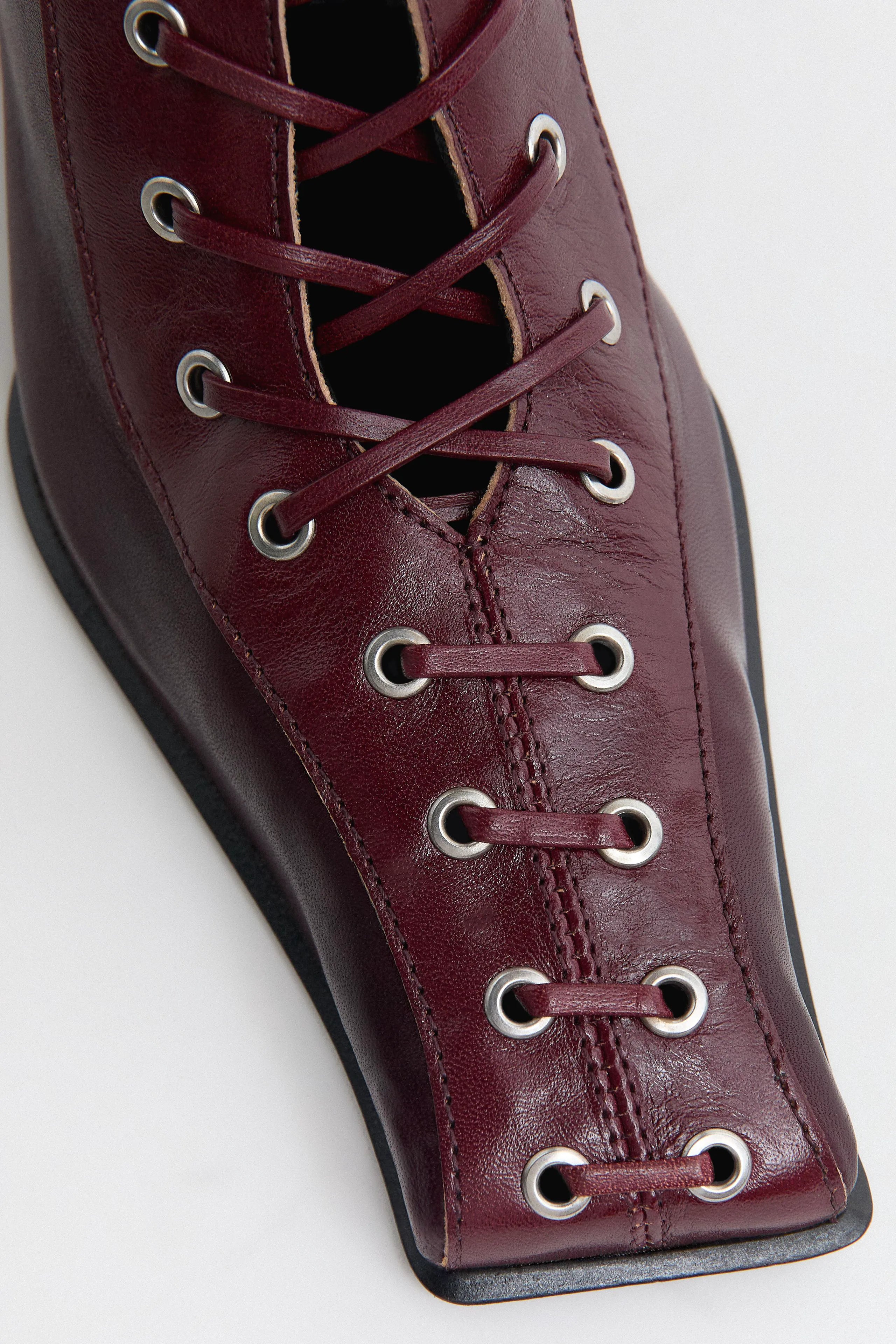 Shana Burgundy Strech Lace Tall Boots | Miista | Designed & Handmade in Europe