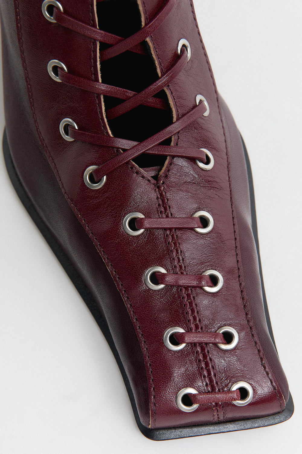 Shana Burgundy Strech Lace Tall Boots | Miista | Designed & Handmade in Europe