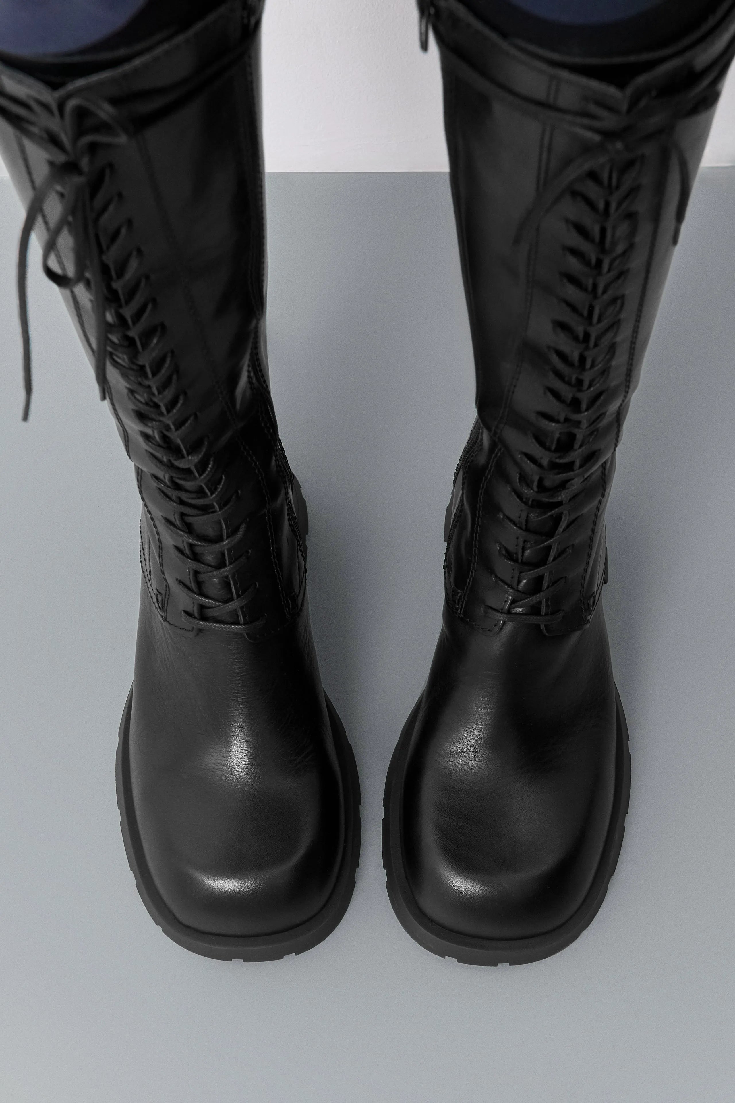 Michaela Black Tall Lace Boots | Miista | Designed & Handmade in Europe