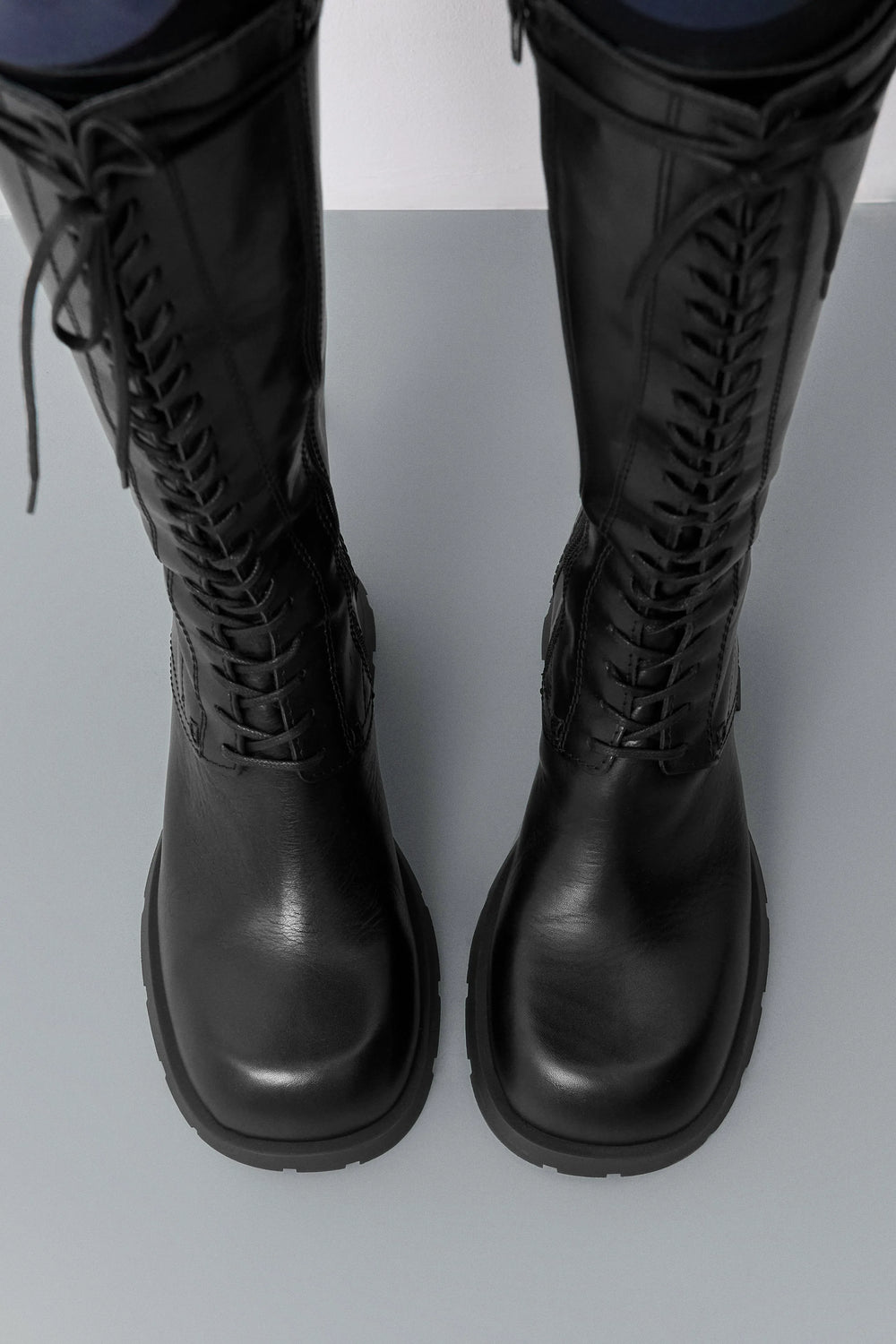 Michaela Black Tall Lace Boots | Miista | Designed & Handmade in Europe