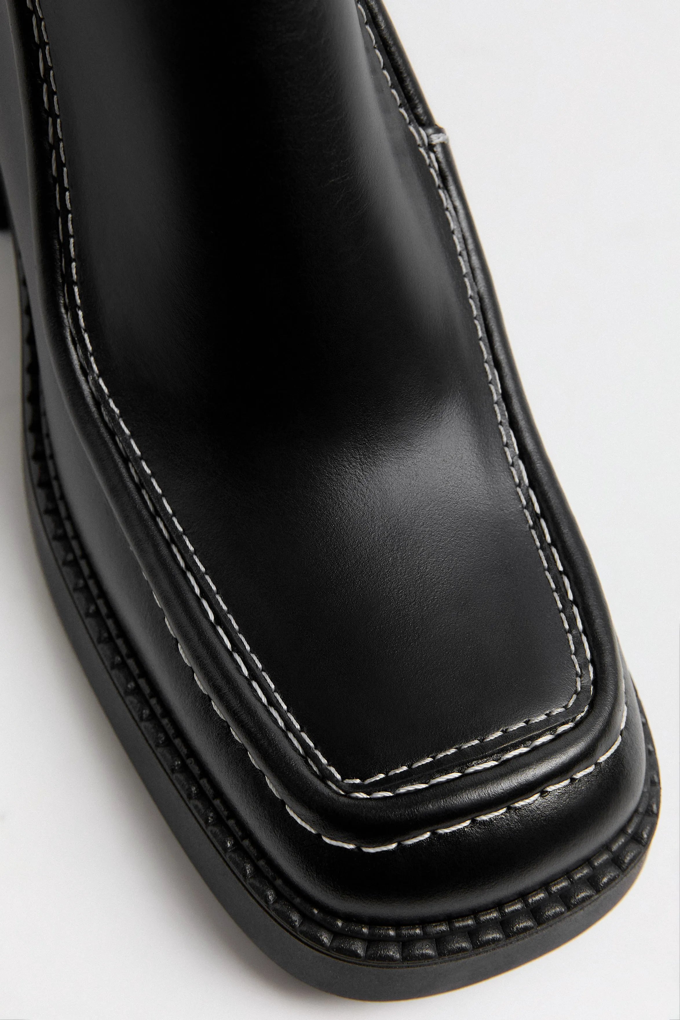 Dagmara Boots - Black Leather White Stitching | Miista | Designed & Handmade in Europe
