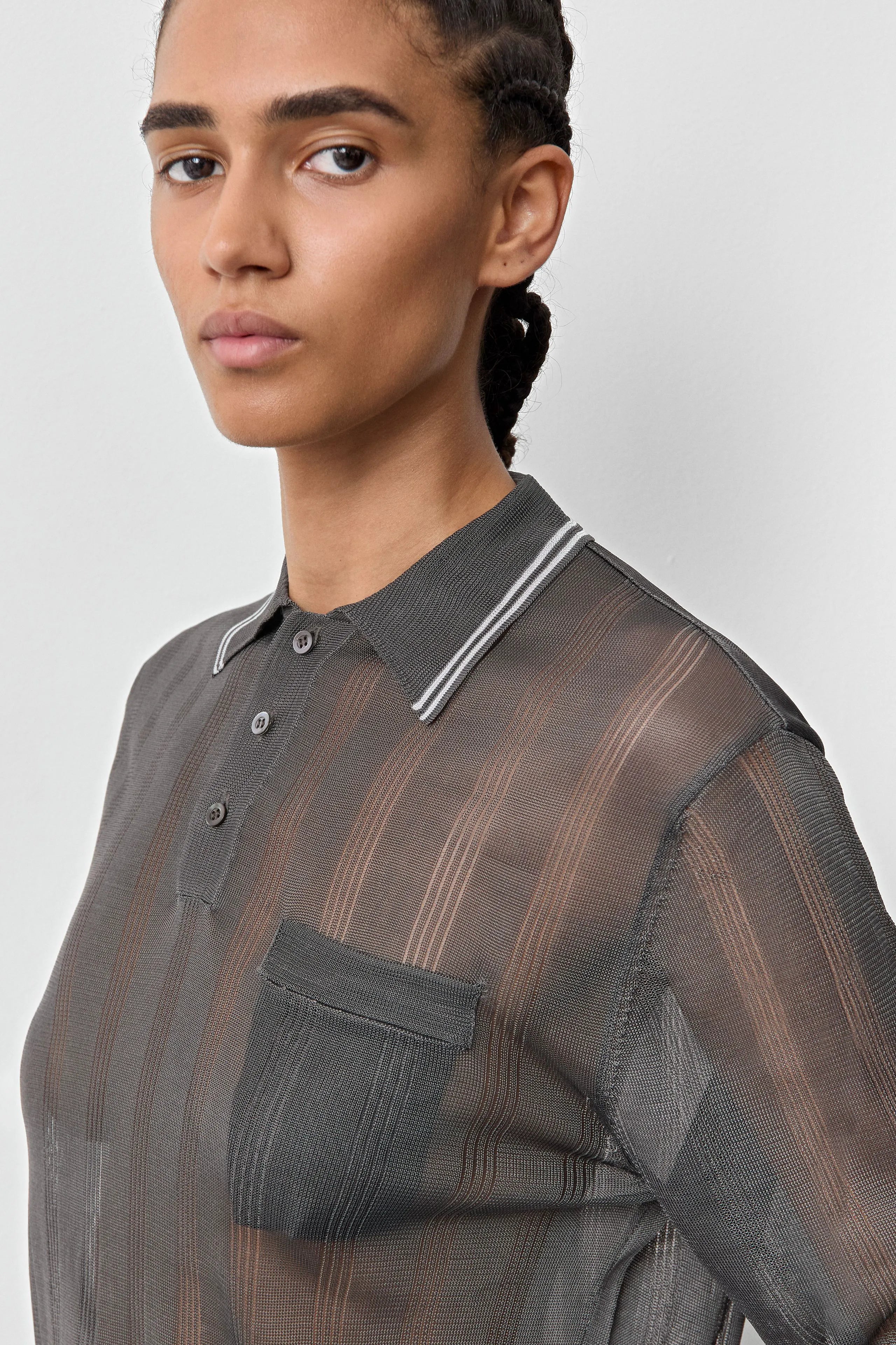Rufa Cement Grey Polo Knitted Jumper | Miista | Designed & Handmade in Europe