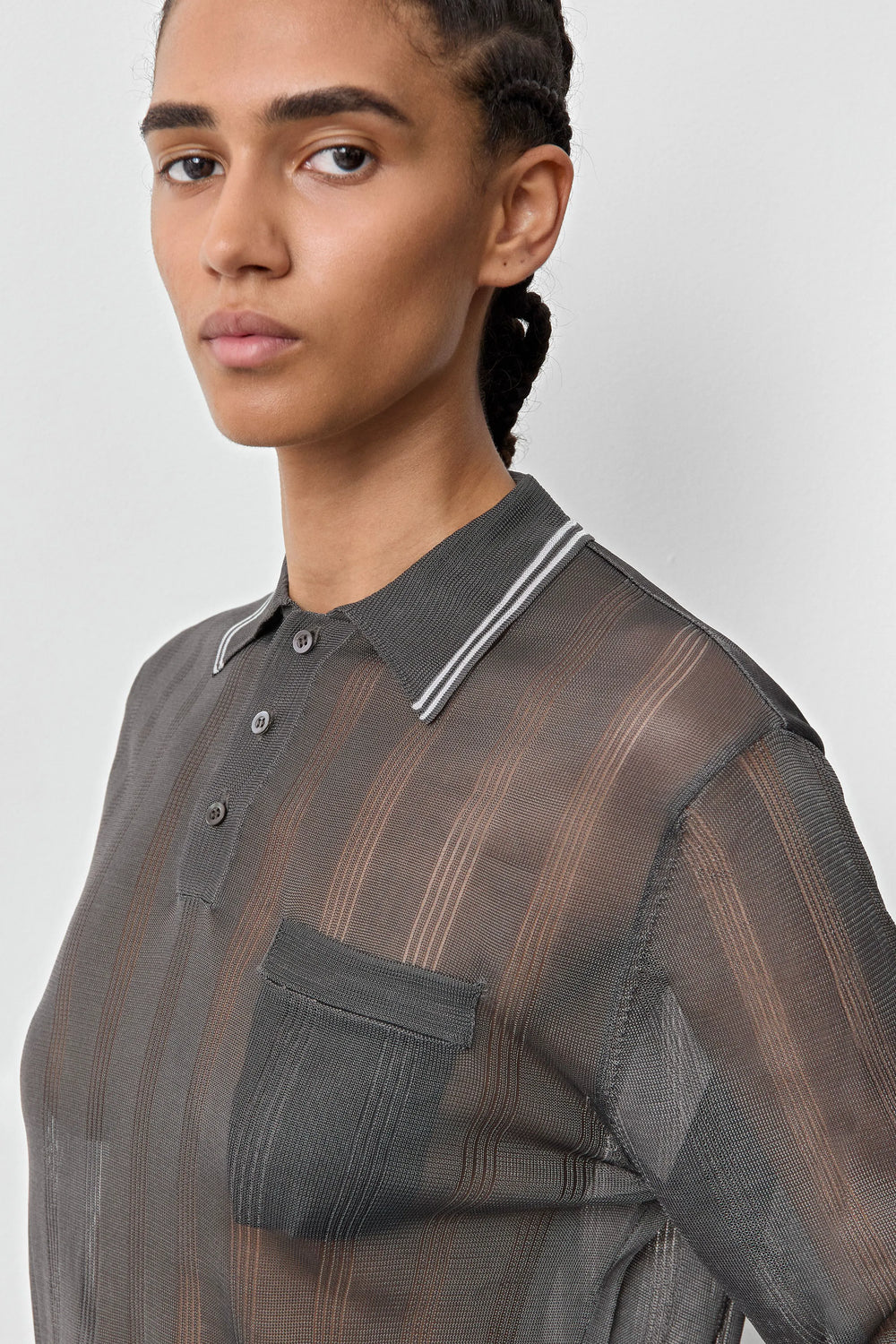 Rufa Cement Grey Polo Knitted Jumper | Miista | Designed & Handmade in Europe