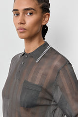 Rufa Cement Grey Polo Knitted Jumper | Miista | Designed & Handmade in Europe