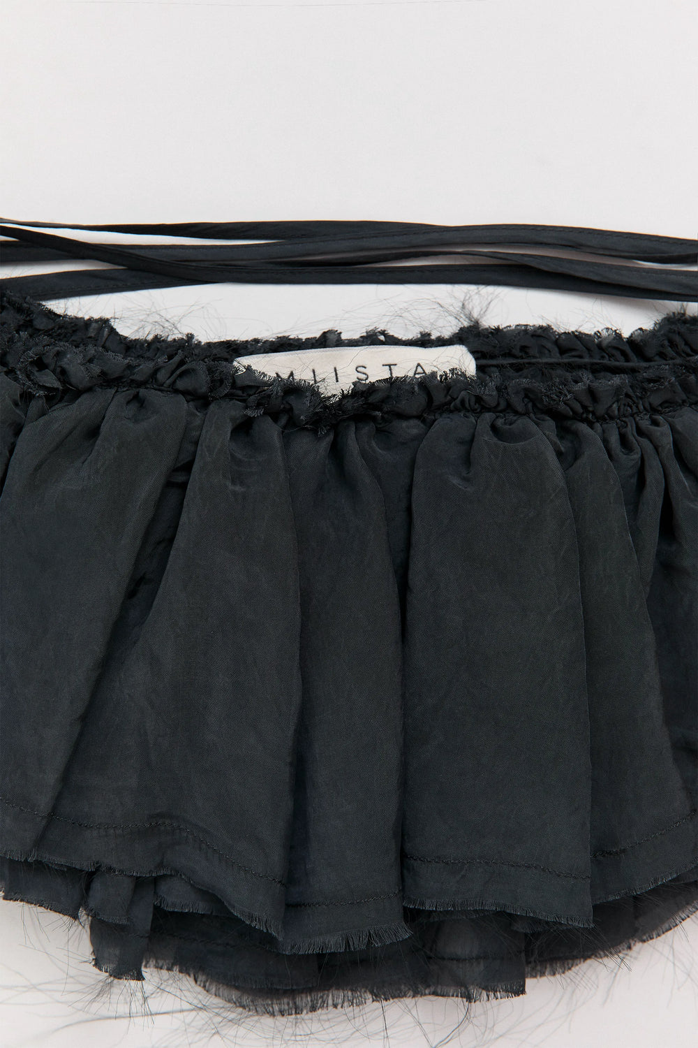 Vanny Washed Black Sheer Ruffle | Miista | Designed & Handmade in Europe