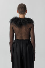 Ripley Black Fuzzy Collar Mini Knit Jacket | Miista | Designed & Handmade in Europe