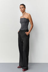 Metis Black Pinstripe Trousers | Miista | Designed & Handmade in Europe