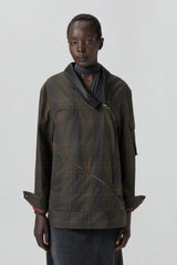 Marla Brown Checked Detachable Jacket | Miista | Designed & Handmade in Europe