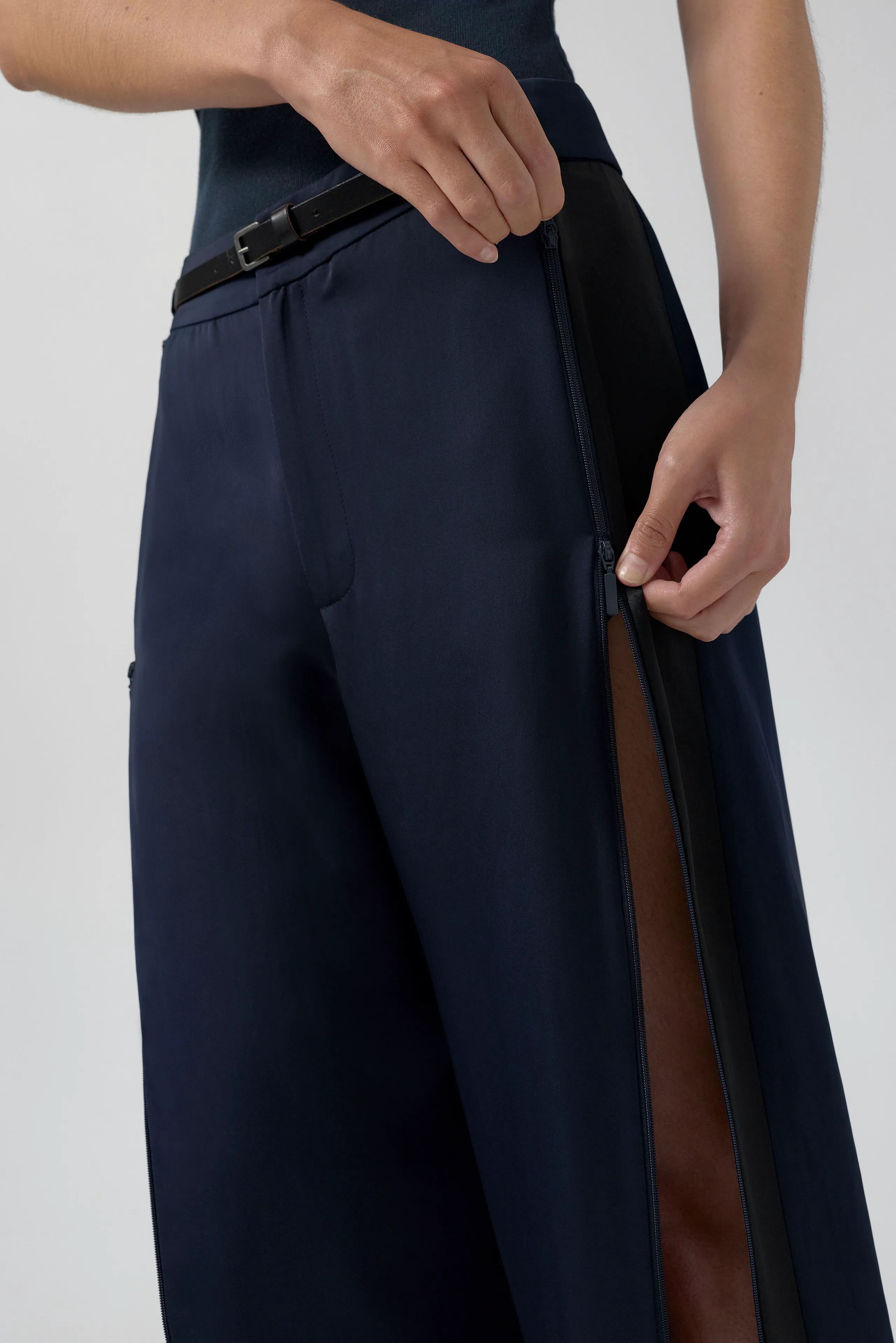 Callista Deep Blue And Black Track Pants | Miista | Designed & Handmade in Europe