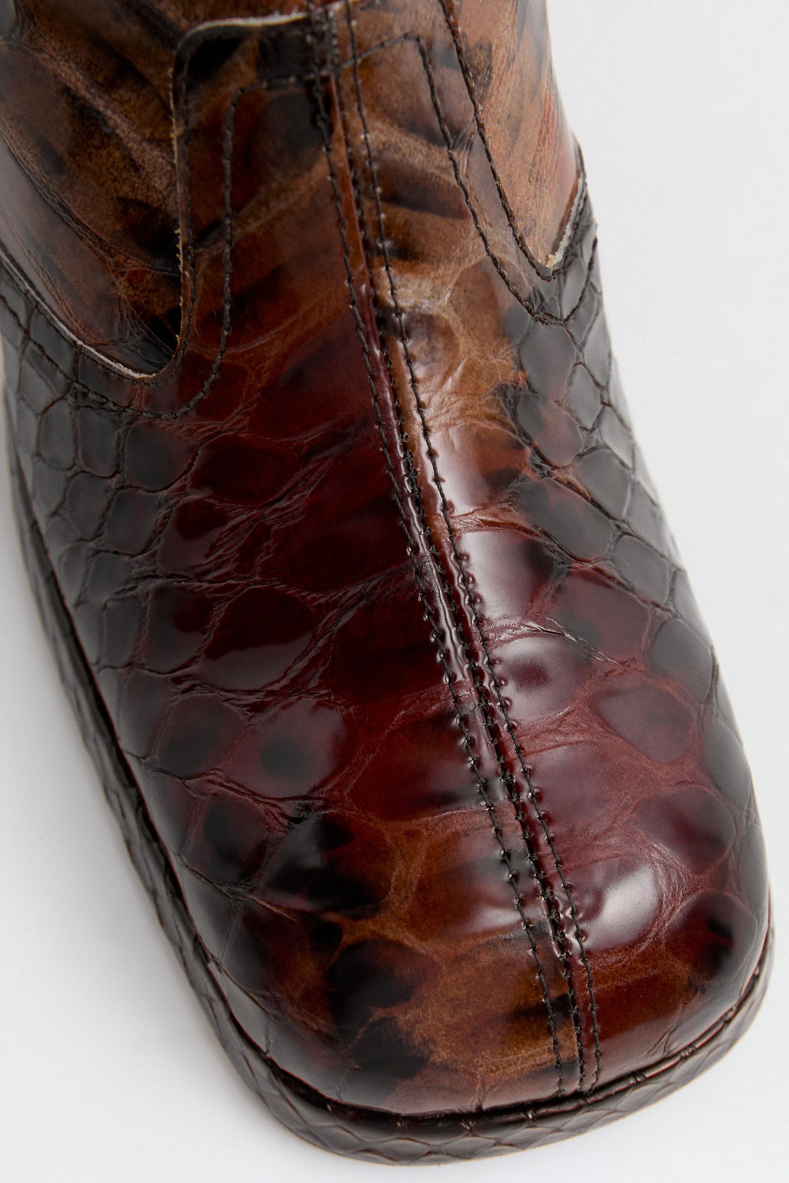 Cass Boots - Tan Snake Embossed Leather | Miista | Designed & Handmade in Europe
