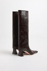 Bluma Boots - Brown Crinkle Leather | Miista | Designed & Handmade in Europe