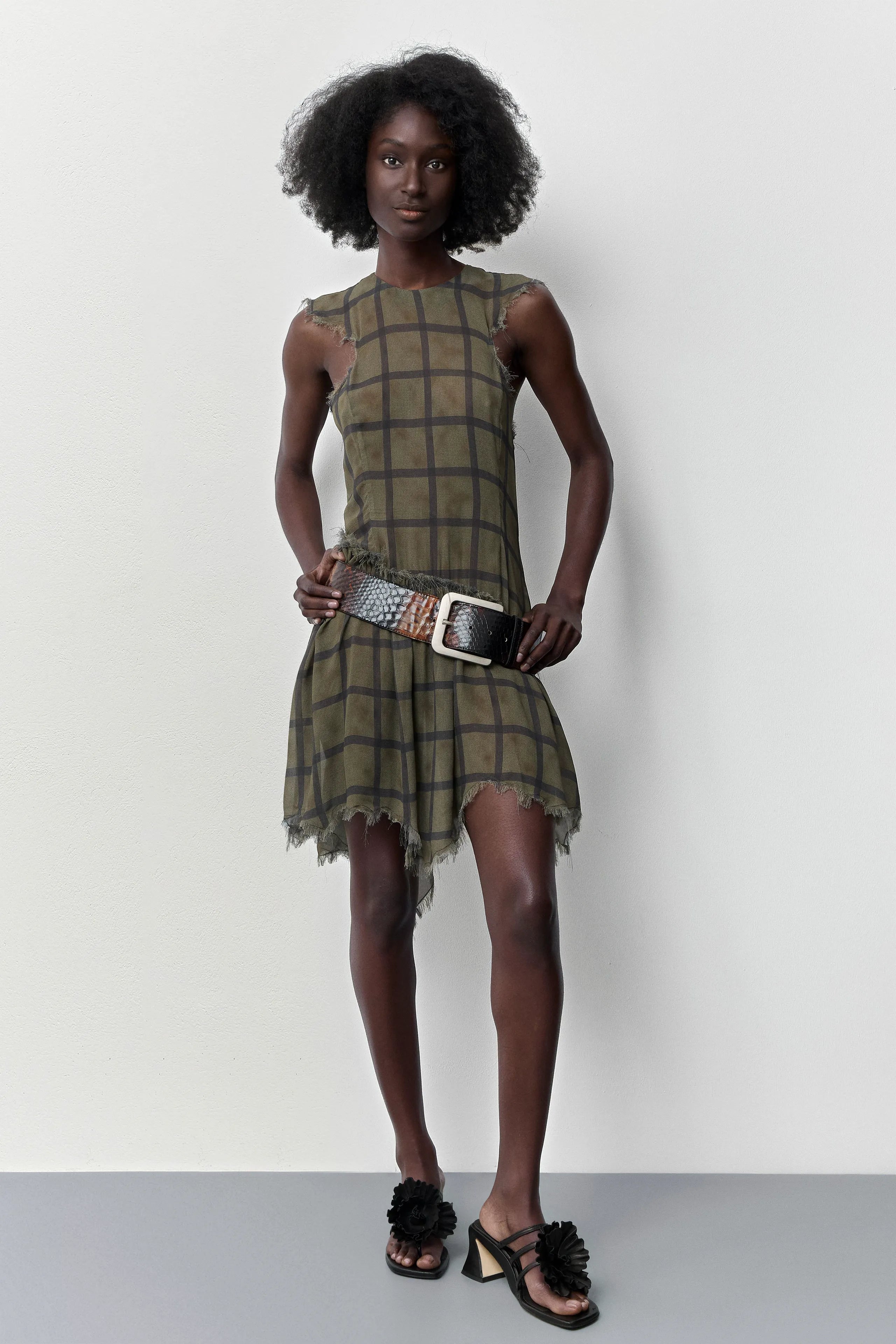 Siv Georgette Check Dress | Miista | Designed & Handmade in Europe