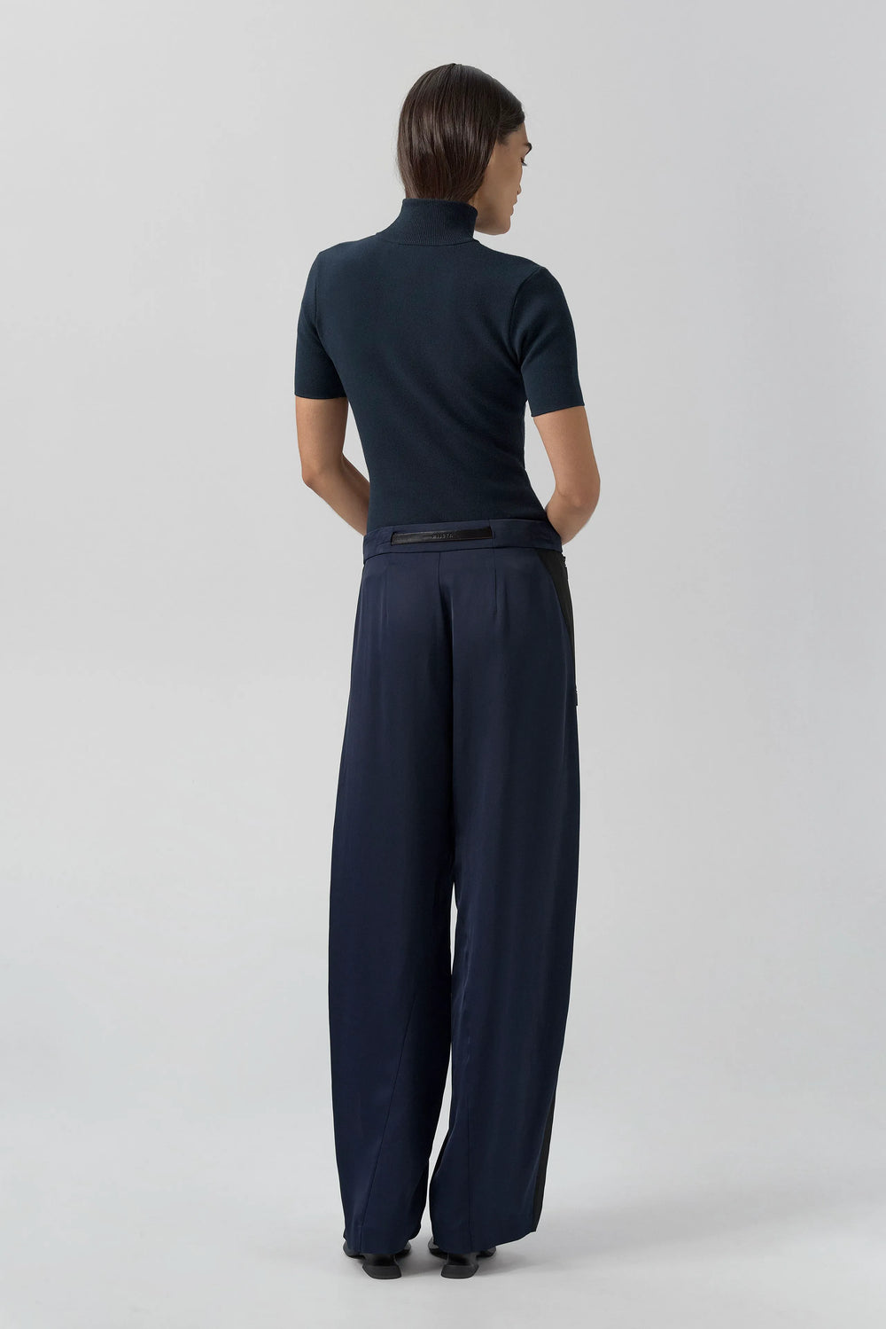 Candida Top - Navy Viscose Knit | Miista | Designed & Handmade in Europe