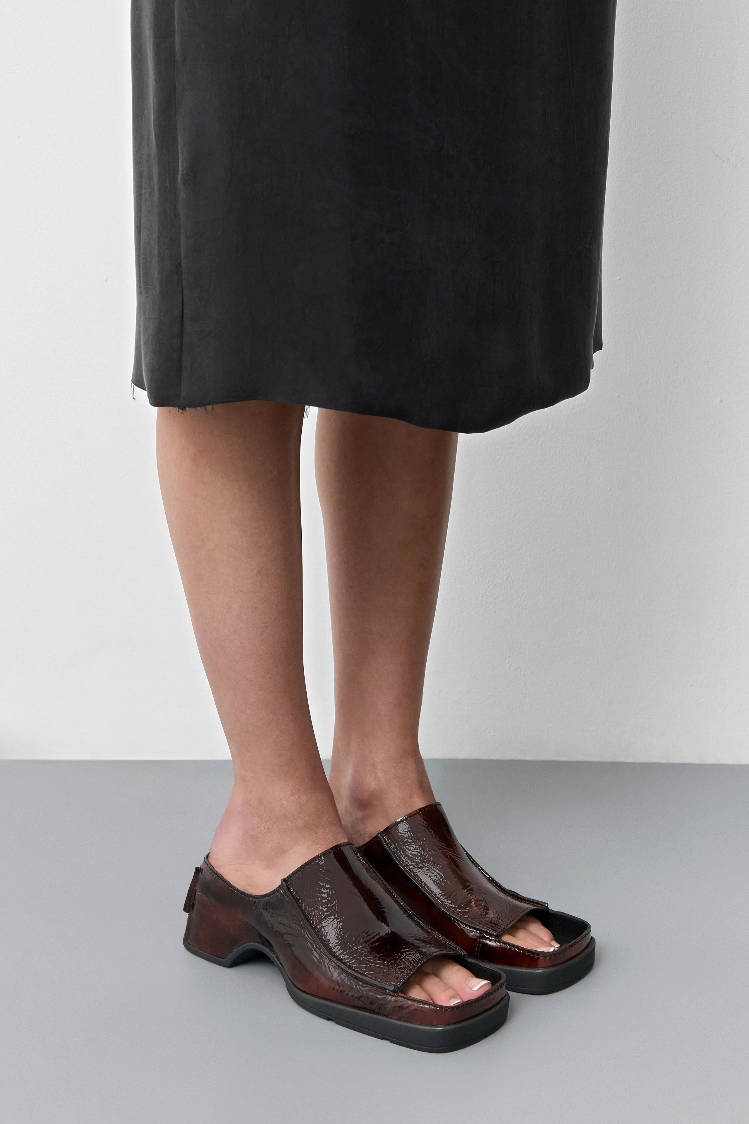 Ertha Glossy Brown Sandals | Miista | Designed & Handmade in Europe