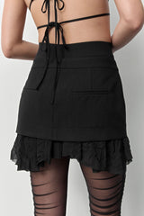 Berenice Black Mini Skirt | Miista | Designed & Handmade in Europe