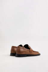 Zita Loafers - Tan Leather Black Stitching | Miista | Designed & Handmade in Europe