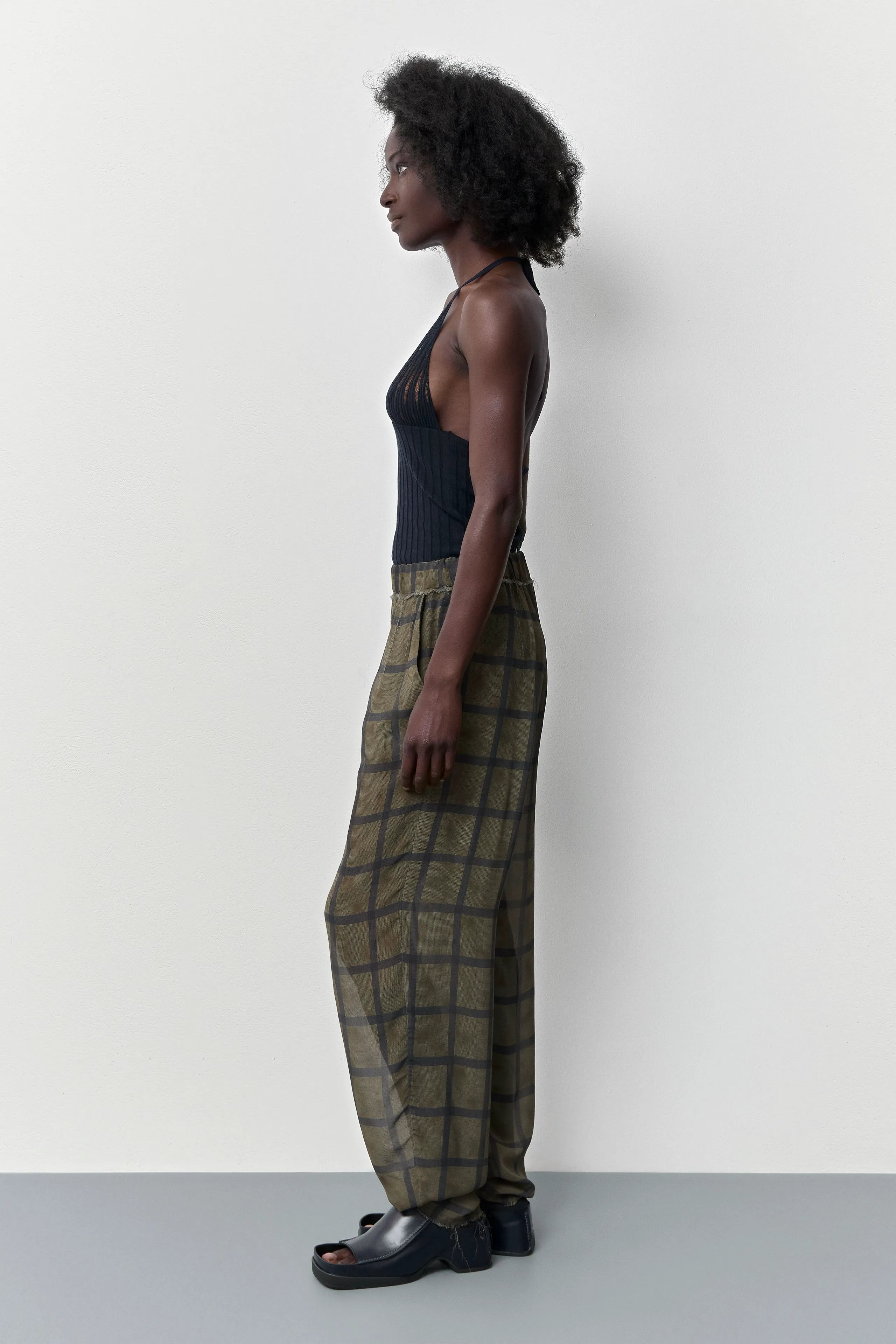 Tessan Georgette Check Trousers | Miista | Designed & Handmade in Europe