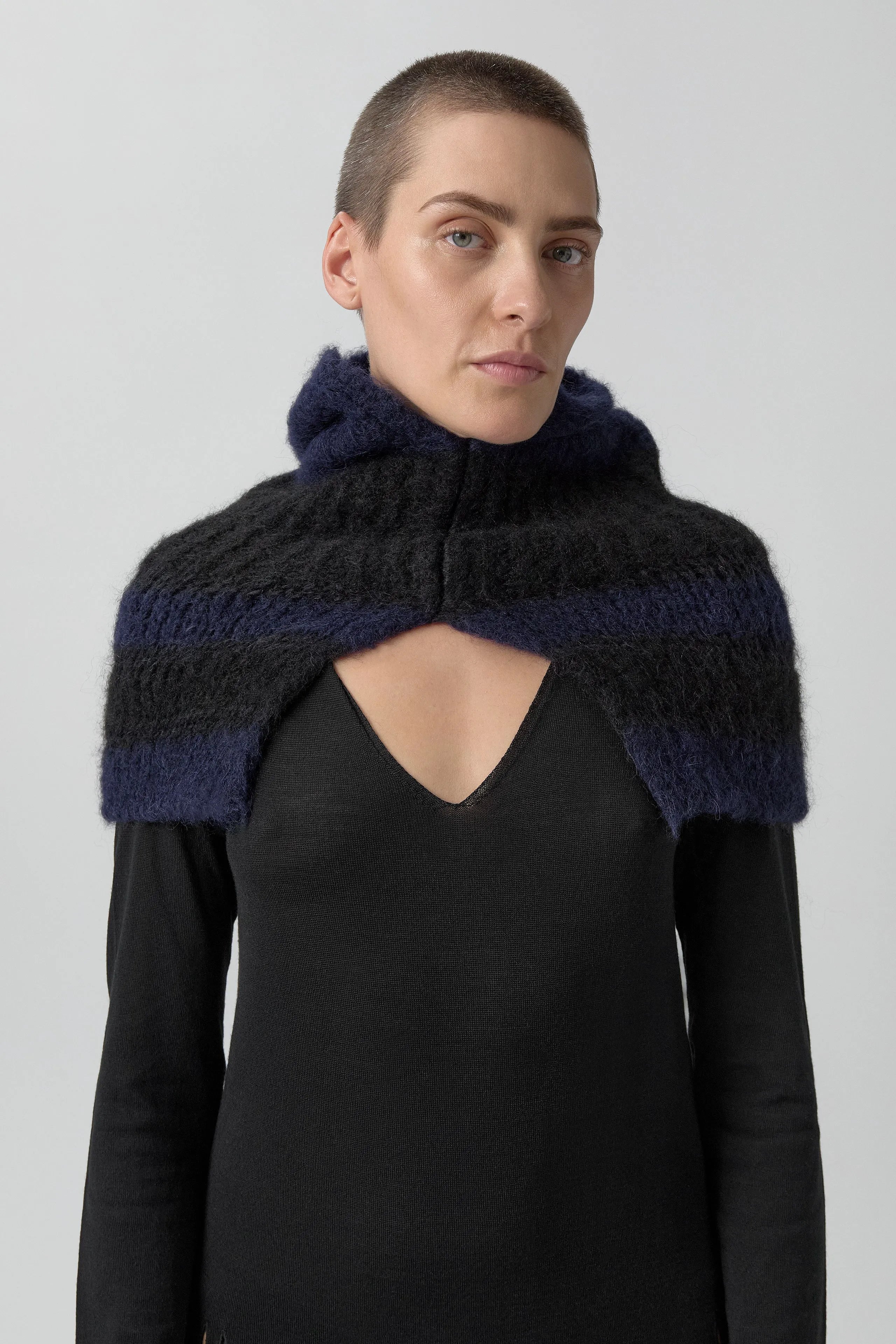 Mona Balaclava -Black Navy Fine Alpaca Knit | Miista | Designed & Handmade in Europe