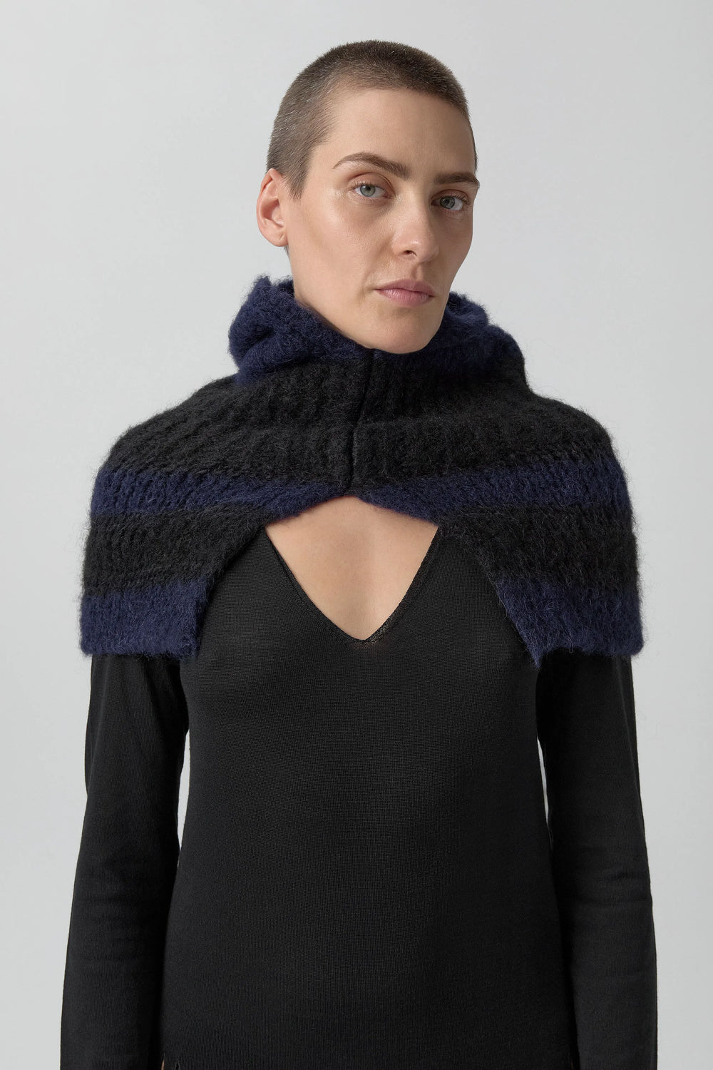 Mona Balaclava -Black Navy Fine Alpaca Knit | Miista | Designed & Handmade in Europe