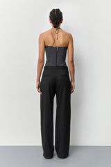 Metis Black Pinstripe Trousers | Miista | Designed & Handmade in Europe