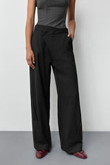 Metis Black Pinstripe Trousers | Miista | Designed & Handmade in Europe