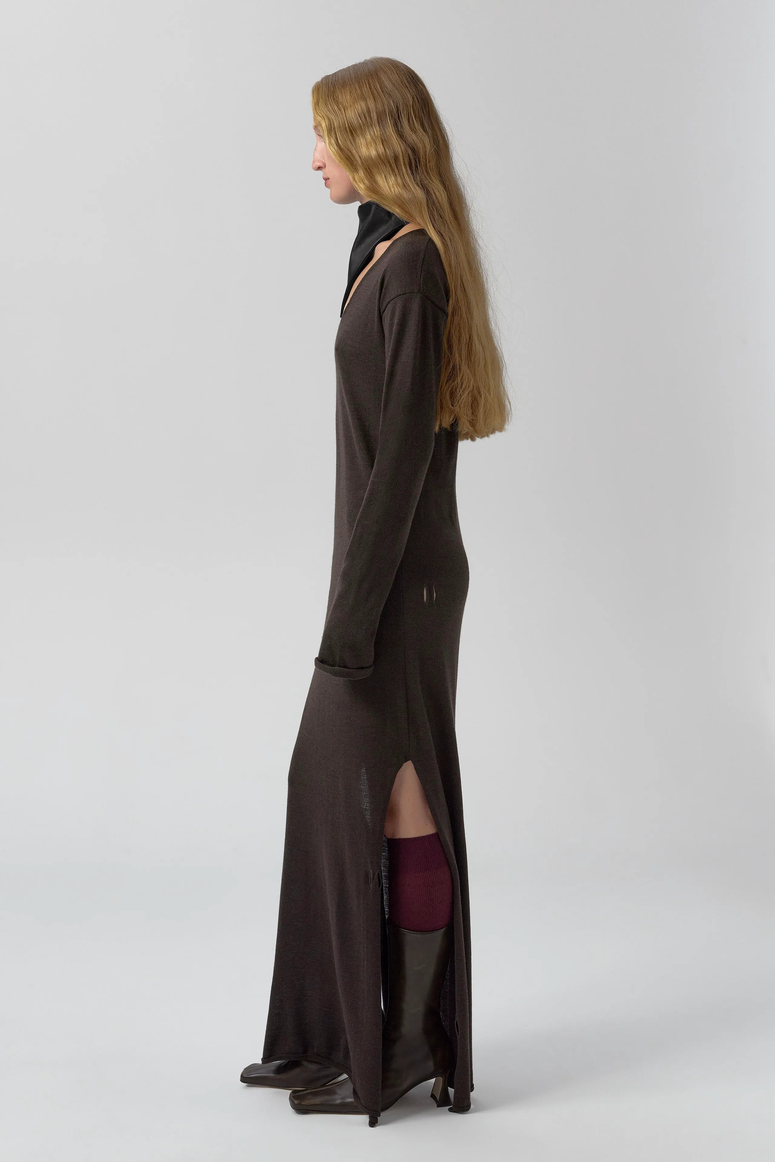 Yayoi Dress - Brown Extra Fine Merino Knit | Miista | Designed & Handmade in Europe