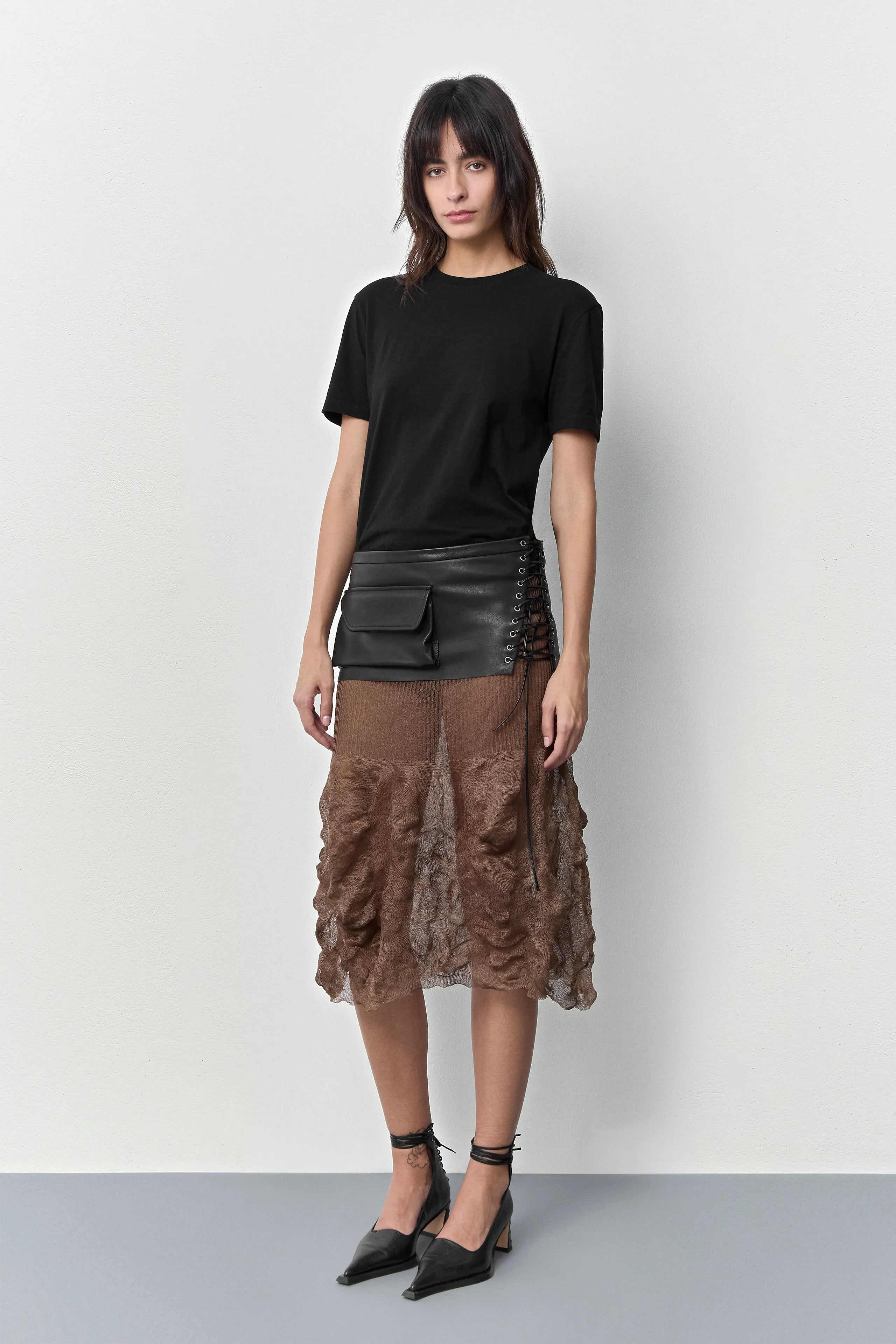 Thate Black Leather Pocket Lace Belt | Miista | Designed & Handmade in Europe