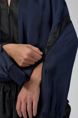 Cressida Deep Blue And Black Bomber Jacket | Miista | Designed & Handmade in Europe